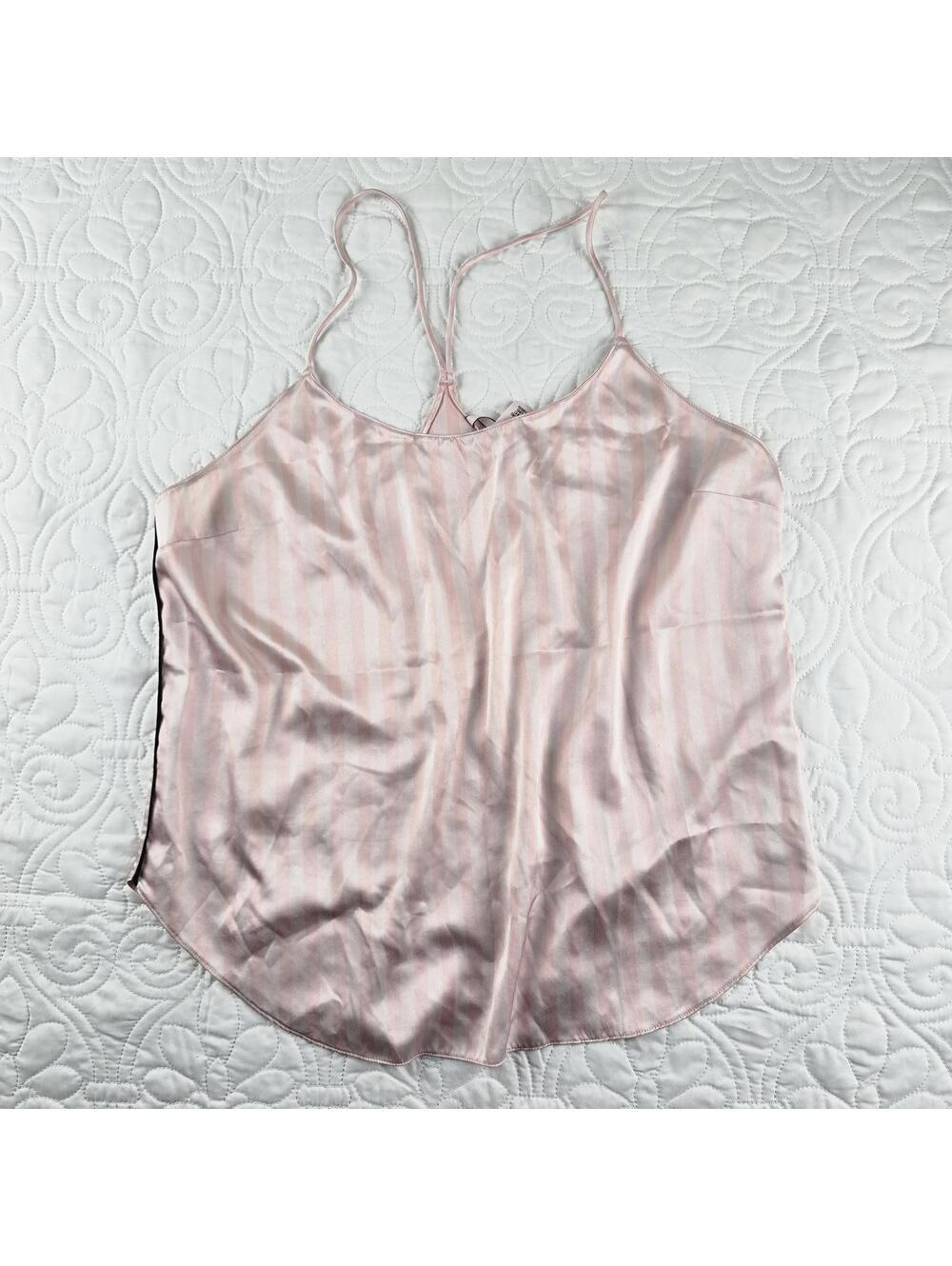 Victoria’s Secret Pink Stripped Satin Racerback Cami Tank  Size Medium